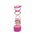 thumbnail image 5 of BLISSFUL STEP Women's Wrap Up Open Toe Platform Buckle Block High Heel Sandals, 5 of 7