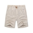 thumbnail image 2 of Men's Linen Shorts Casual Elastic Waist Drawstring Summer Beach Shorts M, 2 of 6