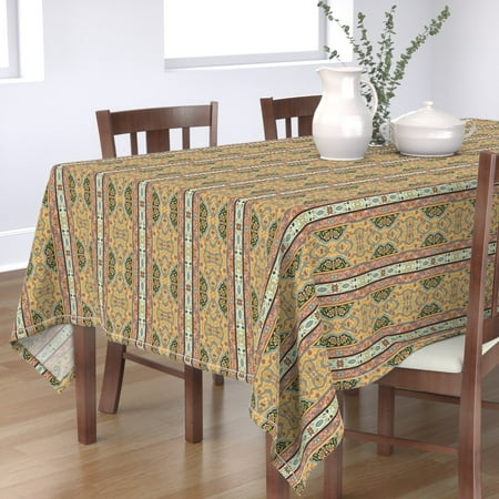 

Cotton Sateen Tablecloth 70 x 144 - Folk Caravan Vintage Inspired Old Paisley European Antique Print Custom Table Linens by Spoonflower