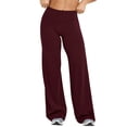 thumbnail image 2 of HKYNLAG Women Wide Leg Leggings Bottoms High Waist Gym Workout Leggings Stretch Casual Straight Leg Yoga Pants Wine L, 2 of 5
