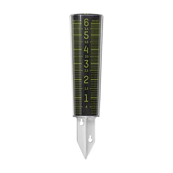 Pluviómetro Taylor de 6 pulgadas, que brilla en la oscuridad, de montaje, negro y verde
