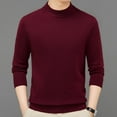 thumbnail image 2 of RYDCOT Men's Casual Mock Neck Tops Long Sleeve Slim Fit Semi High Neck Knitted Thick Warm Sweater Top Wine, 2 of 5