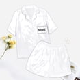 thumbnail image 4 of Conjunto de pijama para mujer Ropa de dormir de satén Lencería sexy Camiseta con cuello en V Pantalones cortos Ropa de noche, 4 of 5
