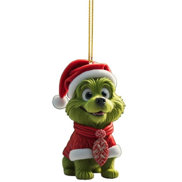 Grinch Decoration Cartoon Green Pendant Holiday Tree Pendant, Car Accessory Pendant Indoor and Outdoor Decoration