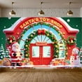 thumbnail image 3 of Red Green Theme Santa Toy Shop Banner Festive Decorative Christmas Display Santa Claus Pattern Snowflake Design Holiday Backdrop for Christmas Party Shop Display Photo Shoot, 3 of 9