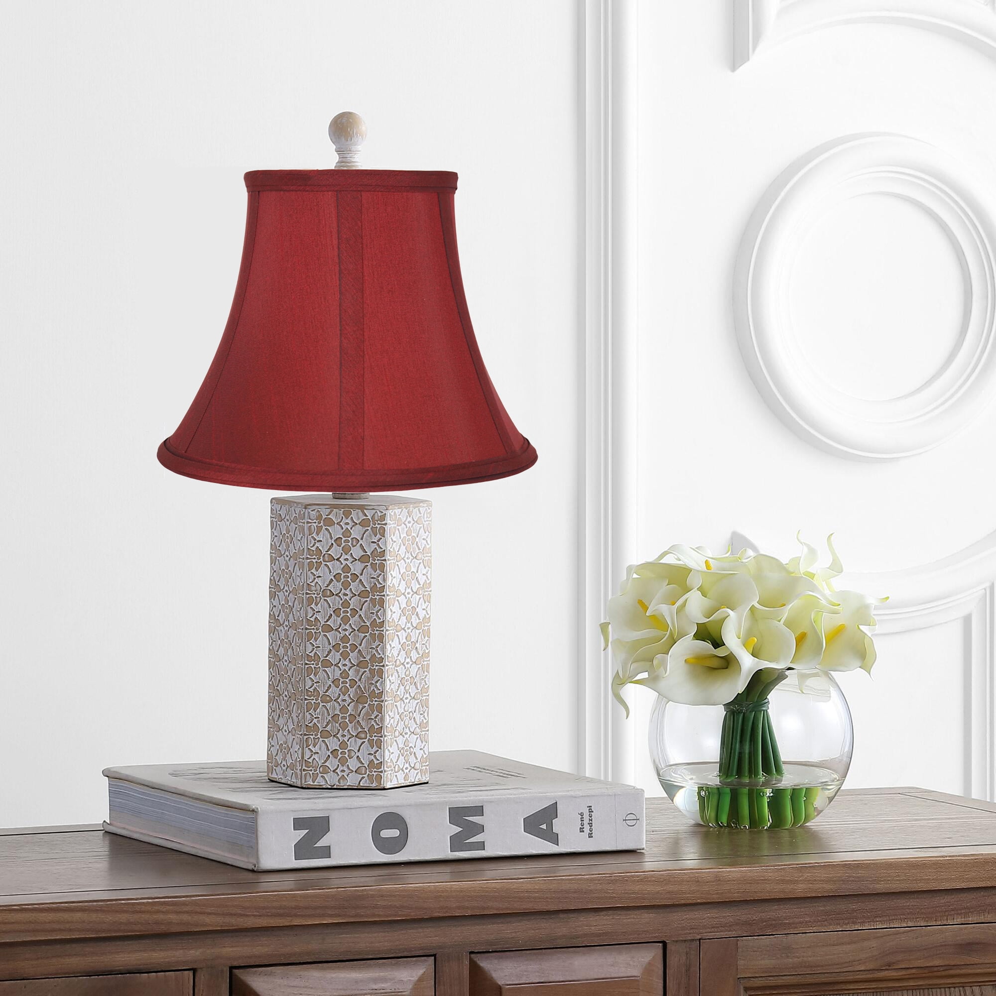 Urbanest Faux Silk Bell Lamp Shade, 5x9x7", Burgundy, Set of 2