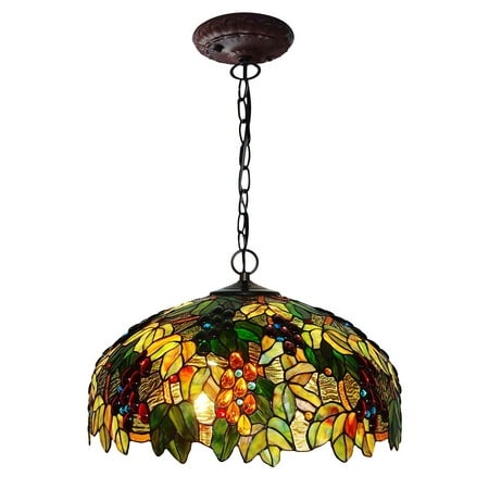 stained ceiling chain glass grapes bieye fixture tiffany adjustable inches hanging pendant length
