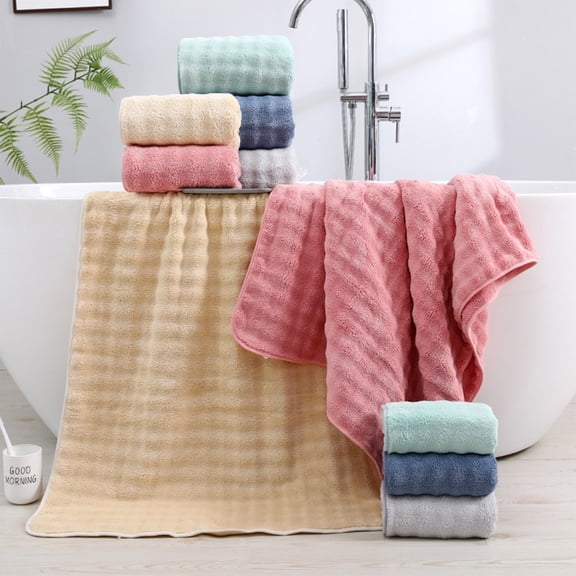 Xuniizn Bath Towel and Wash Cloths Set: 1xBath Towel, 1xHand Towel, cotton, Highly Absorbent & Fade Resistant