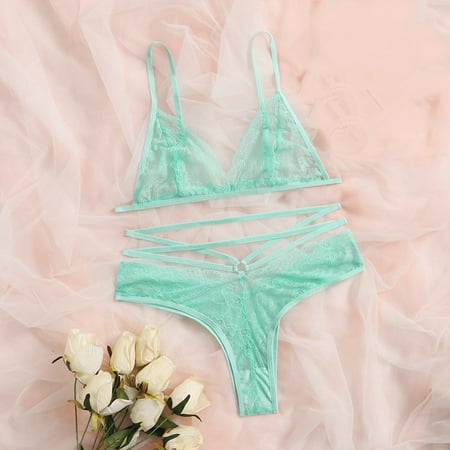 

ERTUTUYI Women s Lingerie Three Point Lace Split Suit