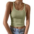 thumbnail image 2 of Womens Tank Tops U-Neck Ribbed Crop Tops for Women Stretchy Cropped Slim Camisole Tops for Women Summer Party Layering L Mint Green, 2 of 5