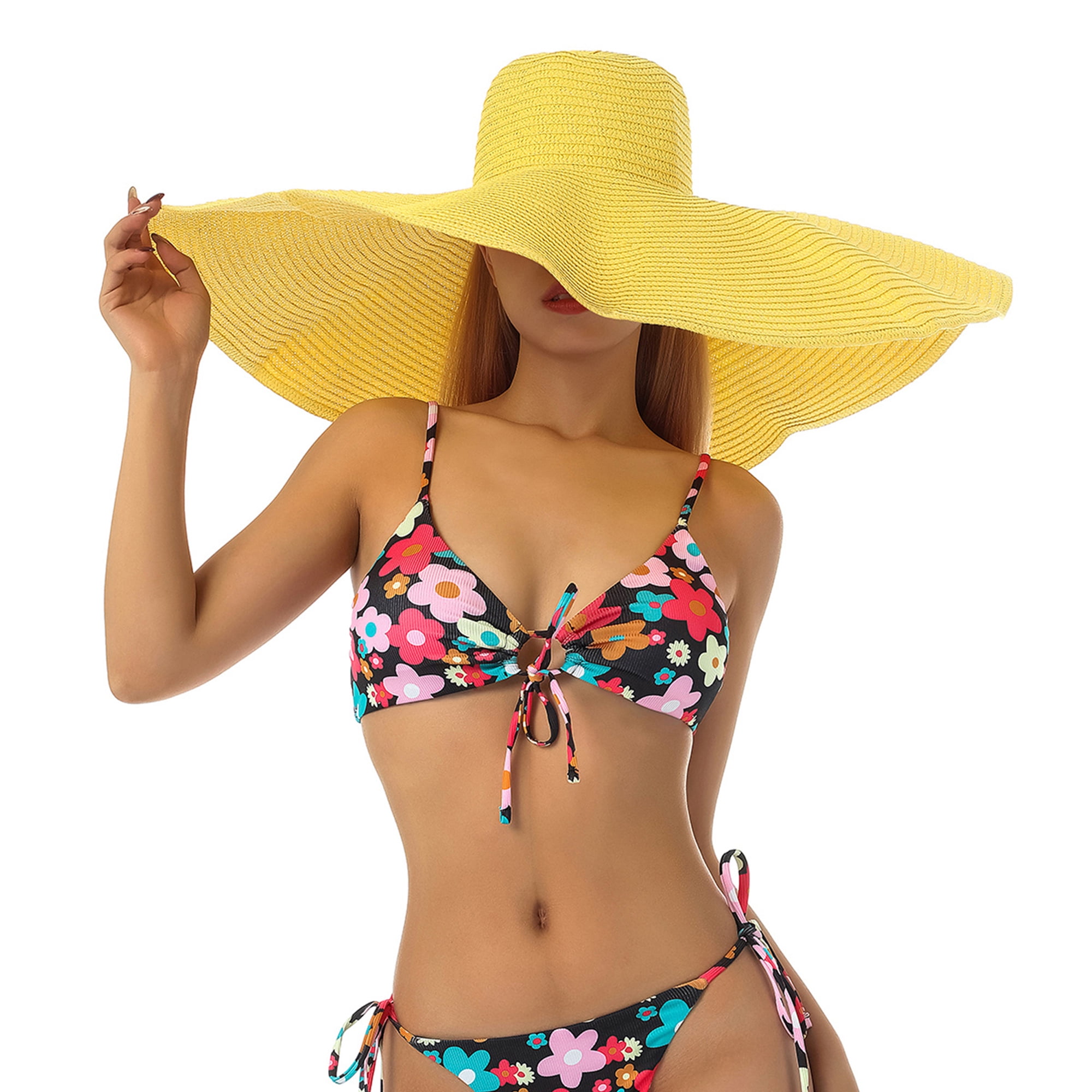 AMILIEe Oversized Beach Hat Large Wide Brim Floppy Sun Hats Big Hat Outdoor UV Protection - Walmart.com