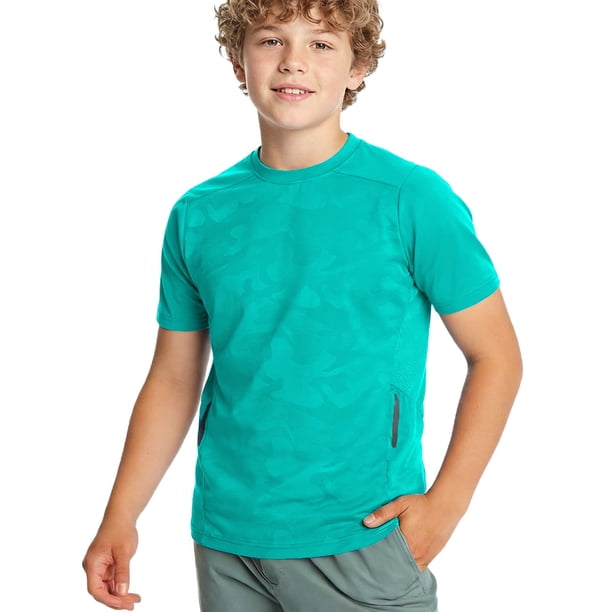 Blusas y camisas de manga corta con cuello redondo para niños, camiseta de verano de color liso con cuello redondo y mangas cortas, top de poliéster para niños.