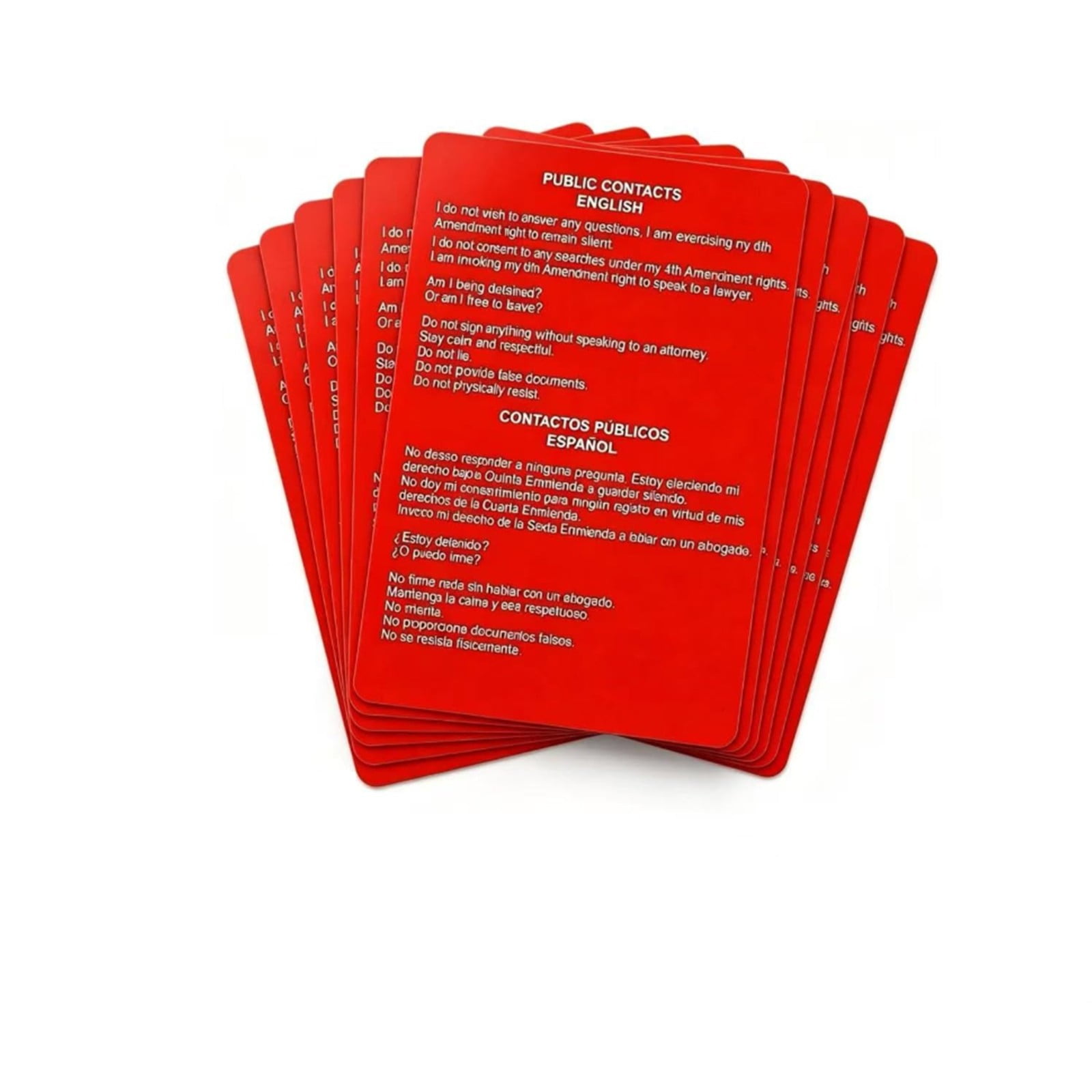 10-Pack Know Your Rights Cards - English & Spanish, Immigration Red Card Public & Residential Contacts, Pocket-Sized U.S.Citizenship Rights Card Bilingual, Tarjeta roja para immigrantes (10pcs)