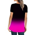 thumbnail image 3 of Gvmfive Women Gradient Print Short Sleeve Tops Criss Cross Crew Neck T-shirt Blouse, 3 of 4