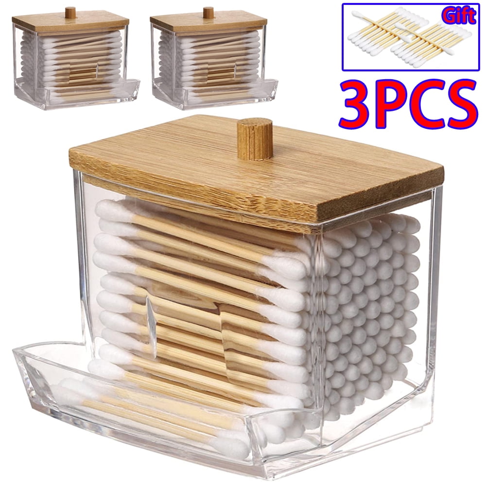 Skycarper 3pcs Cotton Pads Container, Cotton Balls and Swabs Dispenser