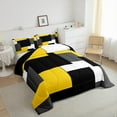 thumbnail image 3 of Erosebridal Yellow Geometric Bedding Twin Comforter Set, Chic Rectangle Bedding Sets Twin with Comforter, Modern Fashion Reversible Down Comforter, Breathable Bedroom Decor, 2pcs, 3 of 8