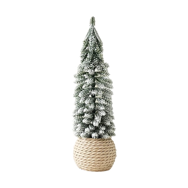 Miniature Cedar Tree Ornament Mini Flocked Snow-Covered Cedar Tabletop Tree for Christmas Desk and Mantel Decorations with Weighted Base and Realistic Snow Effect(1PCS) JASKFLY