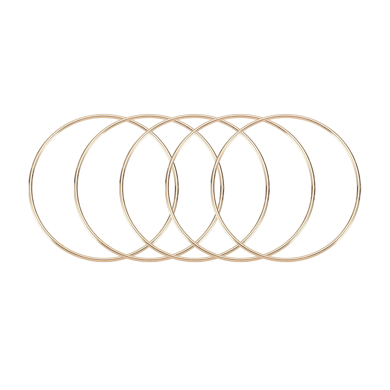 Uxcell 5 Pcs Dream Catcher Rings,Metal Crafts Hoops Floral Hoop 4 Inch Macrame Hoops Rings for DIY Crafts Wreath Making Supplies Plant Hangers,Gold