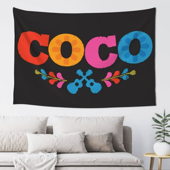 Coco Tapestry Banner Decorations Anime Movie Wall Hanging Poster For Dorm Bedroom Home (60 X 40 In)