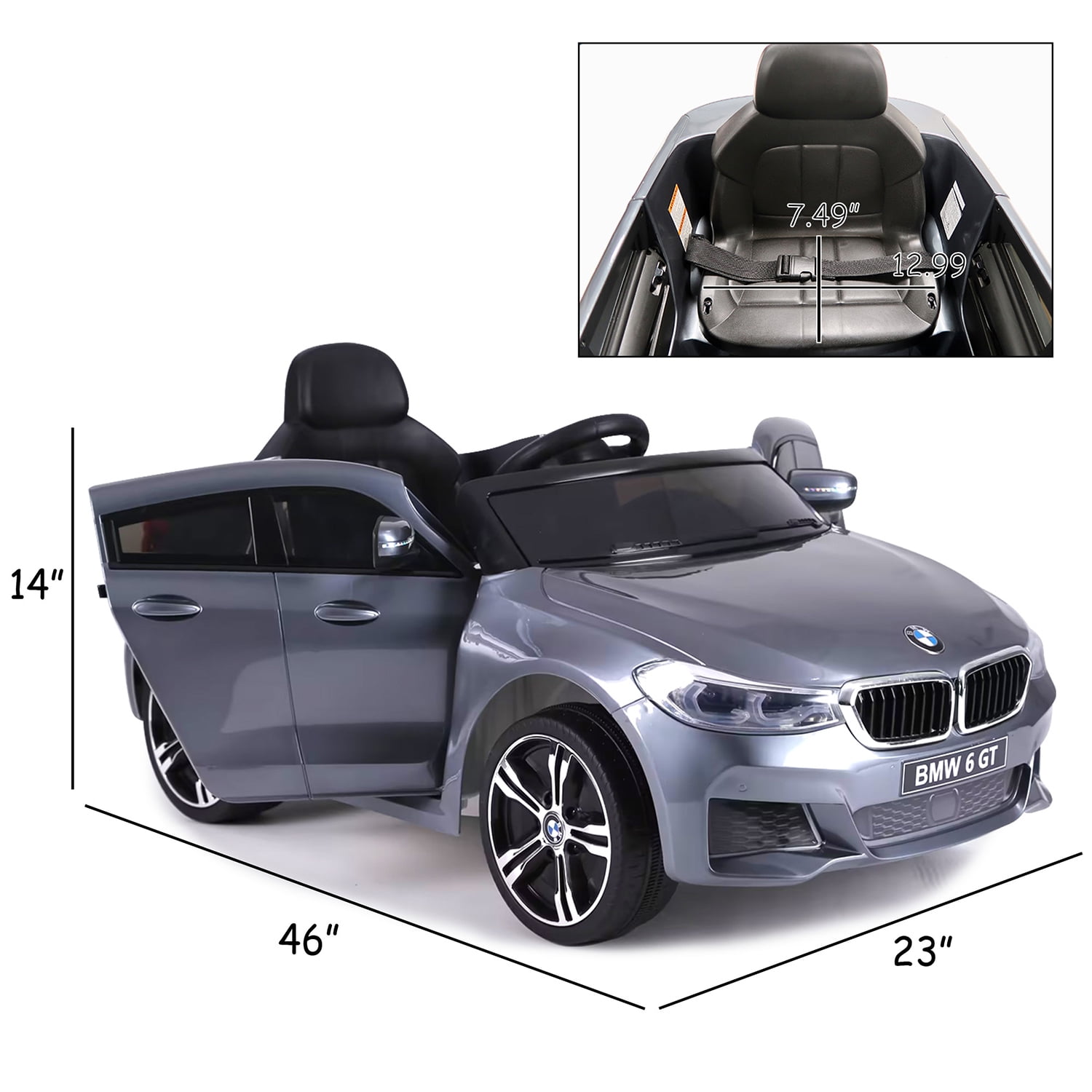 CIPACHO 12 V Electric Kid Ride On Car, BMW GT Licensed Cars for Kids, Powered 4 Wheels Motorized Vehicles Children Toys, 2 Speeds, Gray CIPACHO 12 V Electric Kid Ride On Car, BMW GT Licensed Cars for Kids, Powered 4 Wheels Motorized Vehicles Children Toys, 2 Speeds, Gray