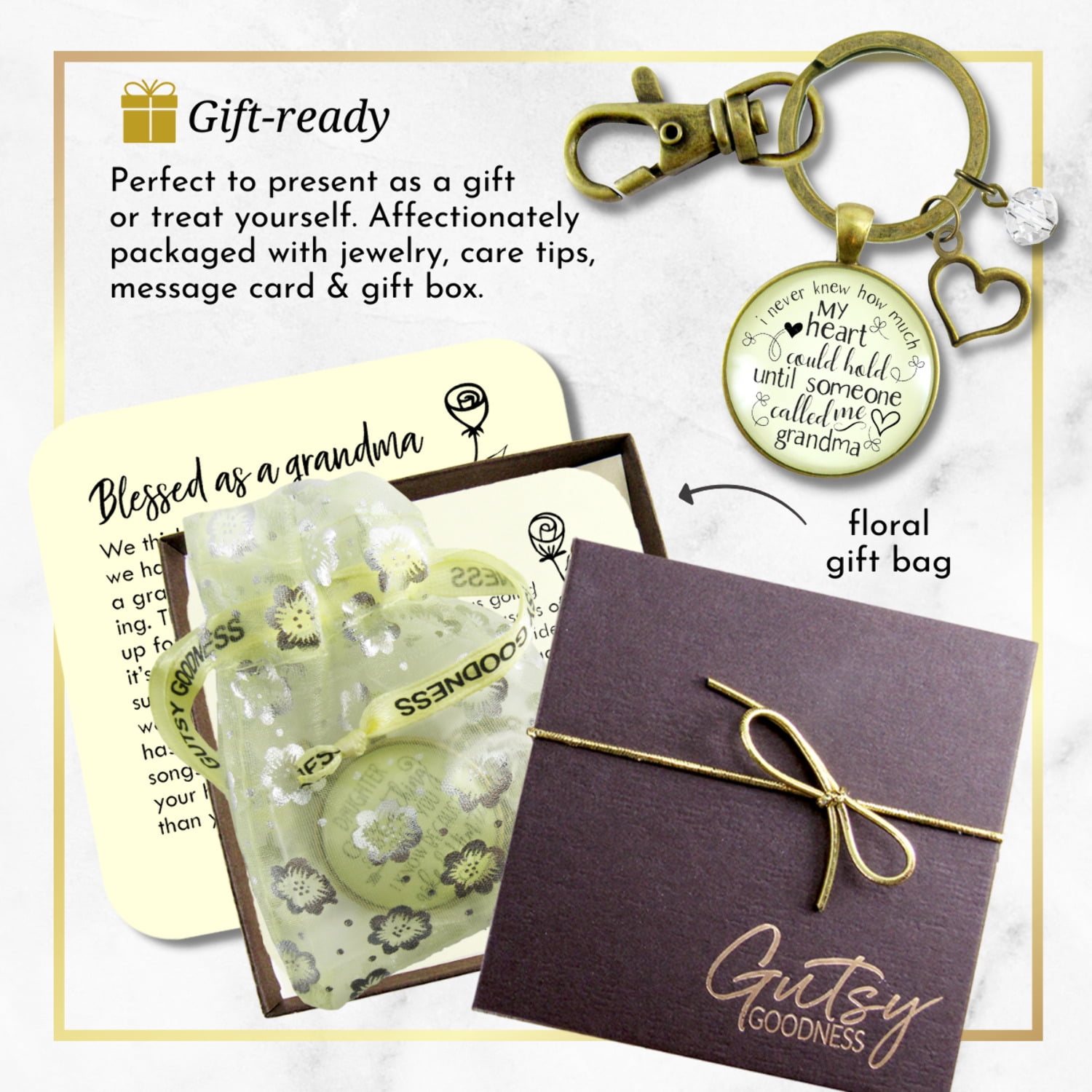 New Grandma Bronze Metal Keychain I Never Knew First Time Grandmother Adult Female Jewelry Gift