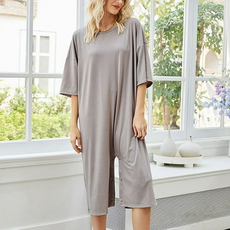 

Women s Piece Pajamas Loose Casual 3/4 Sleeve Nightgown Oversize Sleepwear