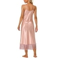 thumbnail image 3 of INSPIRE CHIC Women's Satin Nightgown Lounge Sleepwear Cami Dress with Tassel Pajama Dress L Pink, 3 of 5