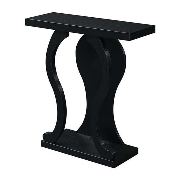 Pemberly Row Modern Console Table in Black Wood Finish