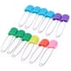 thumbnail image 2 of Qukaim Alfileres de pañales de colores surtidos, 12 alfileres de tela de seguridad con cabeza de plástico 3# para coser tela de punto (color al azar), 2 of 5