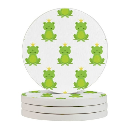 

Circular Drink Coasters Set Frog Beautiful Home Decor Diatomite Heat-Resistant Diatomite Protect Table Countertop