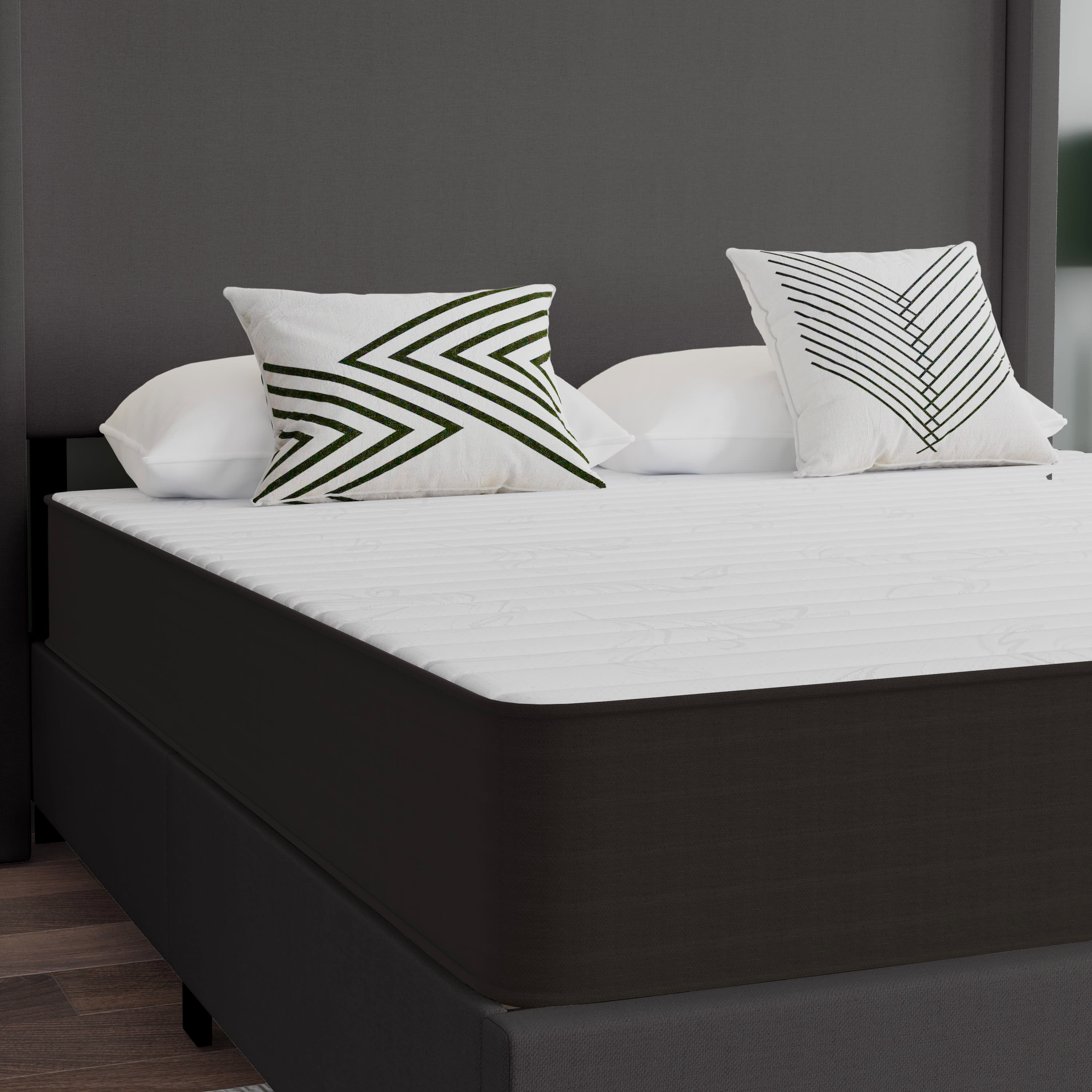 Emma + Oliver Premium Comfort 8" Queen Size Medium Firm Hybrid Innerspring Mattress in a Box with Knitted Fabric Top and CertiPUR-US Certified Foam