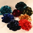 thumbnail image 4 of Broches de flores de rosa extra grandes, pines de solapa de 7.87 pulgadas, delicado clip de flor de camelia de tela grande para mujeres en bodas/baile/ropa/accesorios/fiesta [20cm, verde hierba], 4 of 7