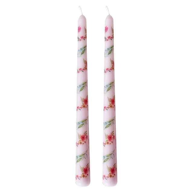 Yhmxh Home Decor French Long Rod Printing Candle Romantic Wedding Valentine's Day Long Rod Party Birthday Candle Welcome Home Decorations Spring Decor
