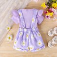thumbnail image 4 of Baby Girls 2 Piece Summer Outfits Toddler Girl Clothe Short Sleeve Flower Print Suspenders Romper & Overalls Shorts Casual Toddler Outfits 3 6 9 12 18 Months, 4 of 9