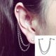 thumbnail image 4 of Pendiente de perforación unisex con doble cadena y bola estilo punk para cartílago., 4 of 4