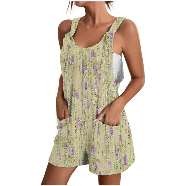Combinaison Shorts pour Femmes, Combinaison Décontractée Imprimée Camisole