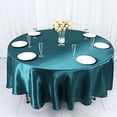 thumbnail image 3 of BalsaCircle 108" Round Satin Tablecloth Peacock Teal Round Table Linen, 3 of 8
