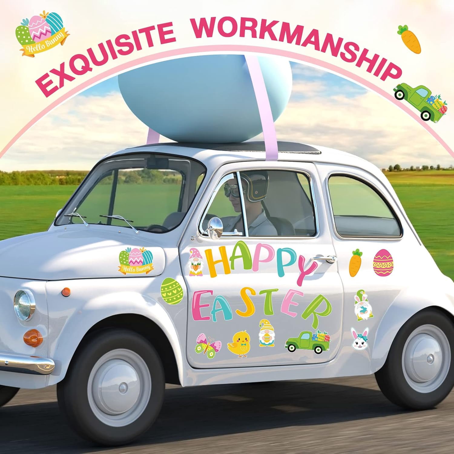 23 Pcs Happy Easter Garage Door Magnets Large Easter Garage Door Decorations Holiday Magnetic Stickers Spring Bunny Garages Magnets Spring Egg Gnome Decals for Car Refrigerator Decor