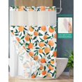 thumbnail image 2 of No Hook Shower Curtain with Snap in Liner, Orange Tangerines Leaves Flower Twig White Hotel Shower Curtains for Bathroom, Washable Shower Curtain Liner Set with Mesh Top Window, 72"x96", 2 of 6