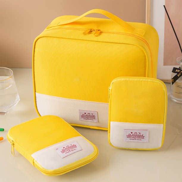 Portable Storage Bag 3-piece Set Durabled Oxfords Cloth Material Family Travel Storage Set Transparent Mesh Bag With Layered Items To Save Space