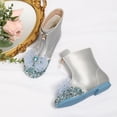 thumbnail image 5 of Felwors Children Shoes Flat Mid Length Boots Fashionable Crystal Sequined Princess Leather Boots, 5 of 5
