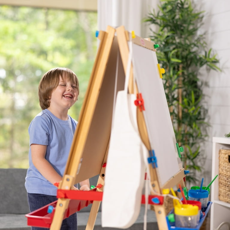 Discovery Kids 3-in-1 Tabletop Dry Erase Chalkboard Painting Art Easel,  Includes Paper Roll and Oversized Clip, 17 x 15 Inch Wood Frame, Perfect  for