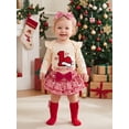 thumbnail image 4 of Loicainy Infant Baby Girl Christmas Outfit 3 6 9 12 18 Months Letters Romper with Plaid Shorts Headband Socks Clothes Set, 4 of 9