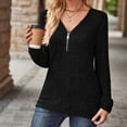 thumbnail image 3 of Lightweight Knit Sweaters Women, Women's Long Sleeve Tops V Neck Half Zipper Sweaters Tunic Shirts Casual Striped Knitted Sweatshirts Tshirt Pullover Sweater for Womens Daliywear Workwear, 3 of 7
