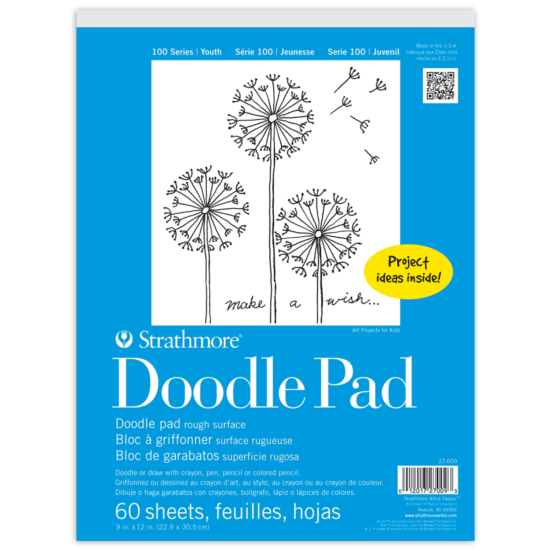 Strathmore 100 Series Doodle Paper Pad, 9x12 in, White, 60 Sheets, Pack of 2
