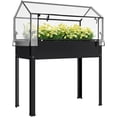 thumbnail image 2 of Outsunny Raised Garden Bed with Greenhouse Cover, Elevated Garden Box with Legs and Drainage Hole for Vegetables, Black, 2 of 9