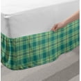 thumbnail image 2 of Tartan Bed Skirt, Classic Pattern of Horizontal Vertical Streaks Cold Toned Traditional, Elastic Bedskirt Dust Ruffle Wrap Around for Bedding Decor, 4 Sizes, Petrol Blue Pale Green, by Ambesonne, 2 of 2