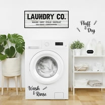 Laundry Room Washer Dryer Wall Decals - Laundry Co. Wash Dry Fold Repeat Sign Vinyl Stickers Wash & Rinse Fluff & Dry Peel and Stick Labels