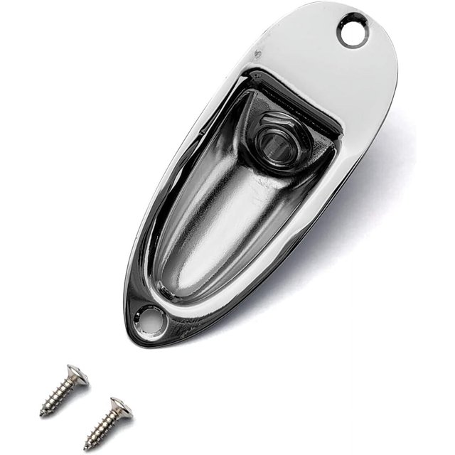 HAHDAXIA Guitar Input Jack Socket Plate Output Loaded Boat Style 1/4 Inch with Screws for Fender Stratocaster Strat St Mono Electric Guitar for Electric Guitar Replacement Parts(Chrome)
