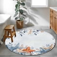 thumbnail image 4 of Eucalyptus Leaves Starfish Round Living Room Rugs 3.3 ft, Shells Summer Ocean Nautical Washable Area Rug with Non-Slip Sturdy Edge Binding Round Front Door Mat Floor Carpet for Entryway, 4 of 9